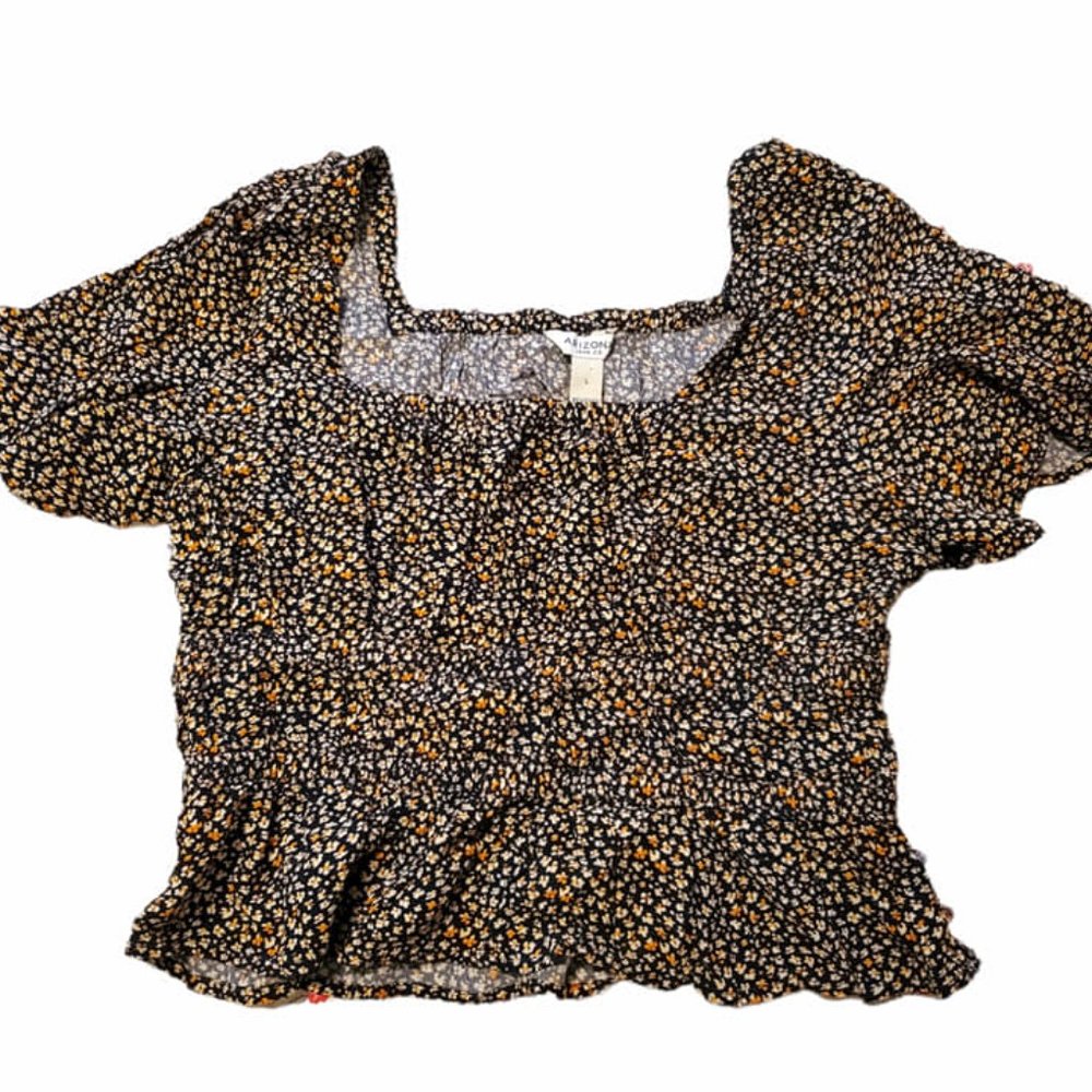 Arizona Jean Co. Multi Ditsy Floral Crop Top Size L